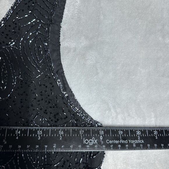 VTG Beaded Top Women's M Black Embellished Victorian Gothic Whimsigoth Tank - Picture 4 of 8